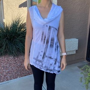 L.A.M.B. cowl neck graphic tunic